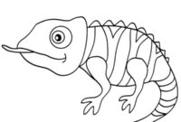 Ausmalbild chamaeleon streckt zunge raus