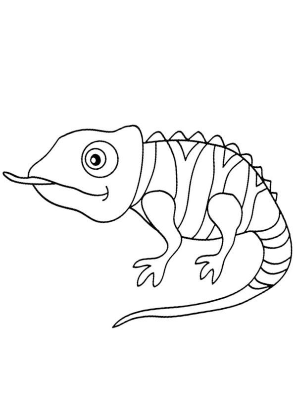 Ausmalbild chamaeleon streckt zunge raus