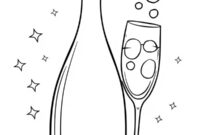 Ausmalbild champagnerflasche und glas