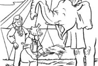 Ausmalbild clown und akrobat mit elefant