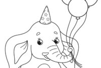 Ausmalbild der elefant hat geburtstag