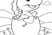 Ausmalbild dinosaurier schluepft aus dem ei