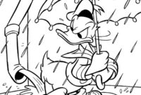Ausmalbild donald duck im regen