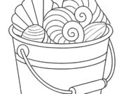 Ausmalbild eimer mit muscheln
