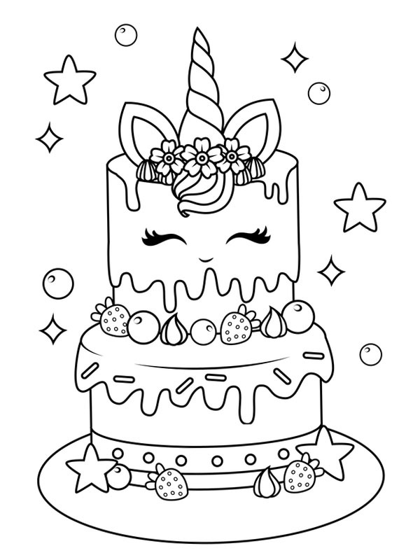 Ausmalbild einhorntorte