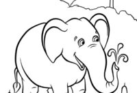 Ausmalbild elefant am wasser