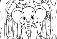 Ausmalbild elefant im wald