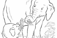 Ausmalbild elefant und baby elefant