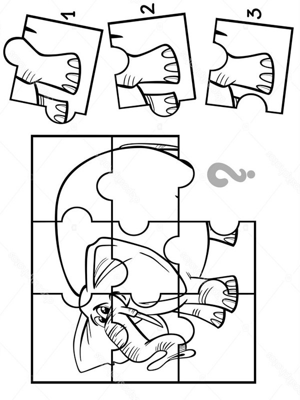 Ausmalbild elefanten puzzle
