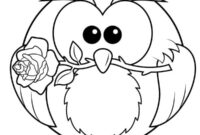 Ausmalbild eule mit rose