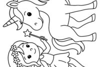 Ausmalbild fee und einhorn
