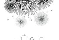 Ausmalbild feuerwerk in der stadt