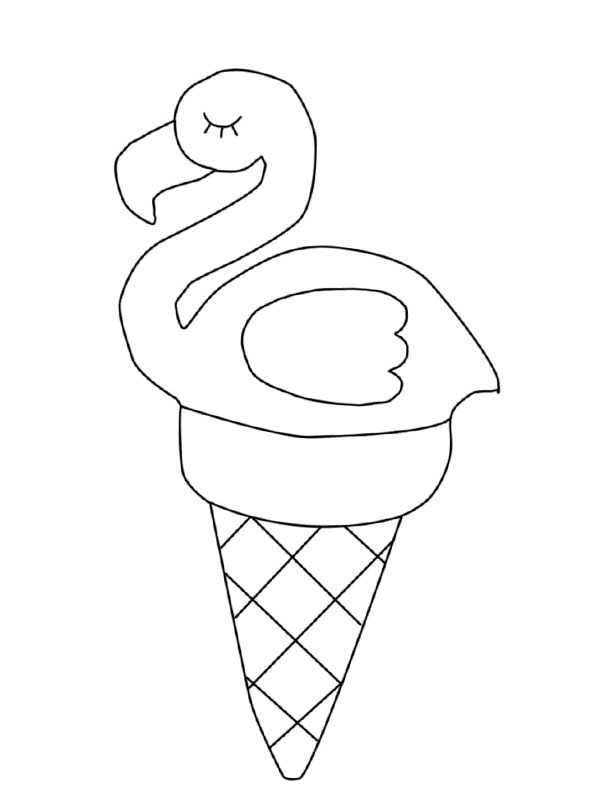 Ausmalbild flamingo eis