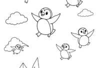 Ausmalbild fliegende pinguine