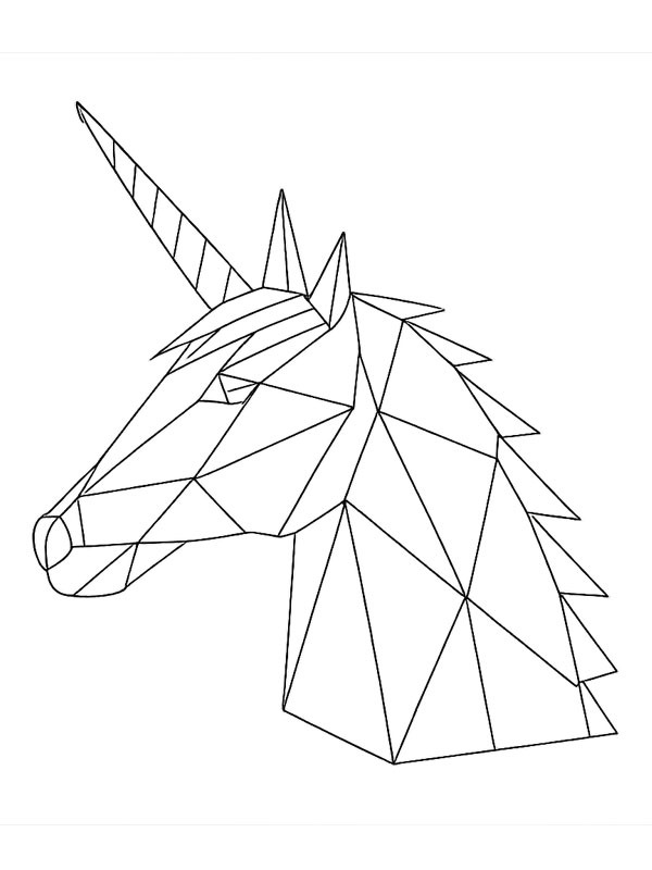 Ausmalbild geometrisches einhorn