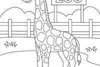 Ausmalbild giraffe im zoo