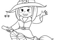 Ausmalbild halloween hexe reitet einen besen