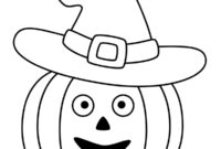 Ausmalbild halloween kuerbis mit hexenhut