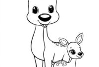 Ausmalbild hirsch mit jungem hirsch