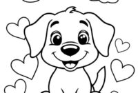 Ausmalbild hund mit herzen