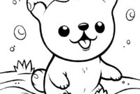Ausmalbild kawaii hund