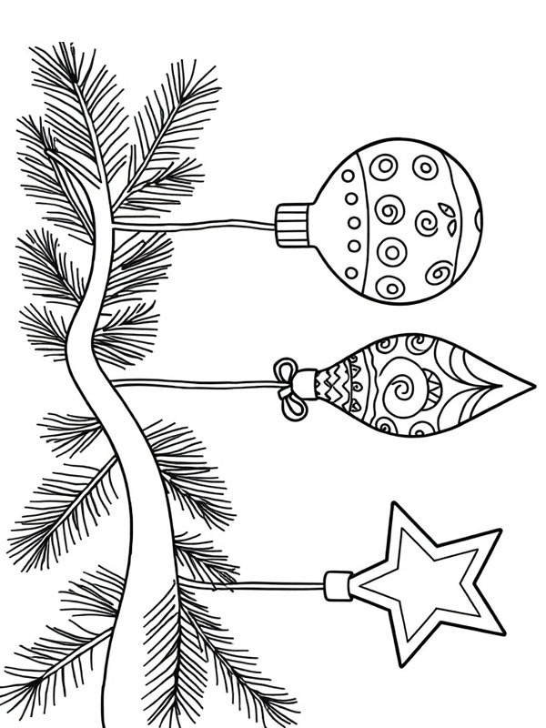 Ausmalbild klassische weihnachtskugeln