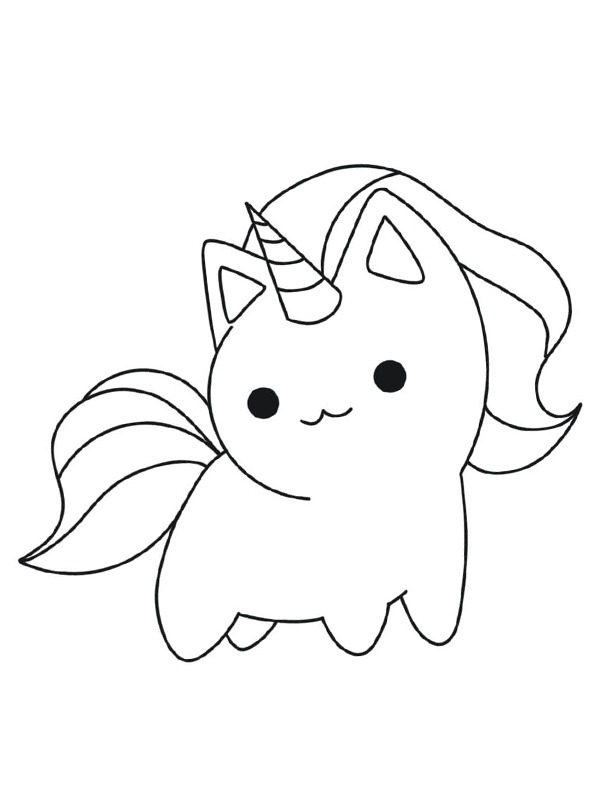 Ausmalbild kleine einhornkatze