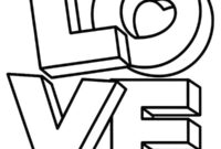 Ausmalbild love 3d
