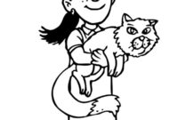 Ausmalbild maedchen mit katze