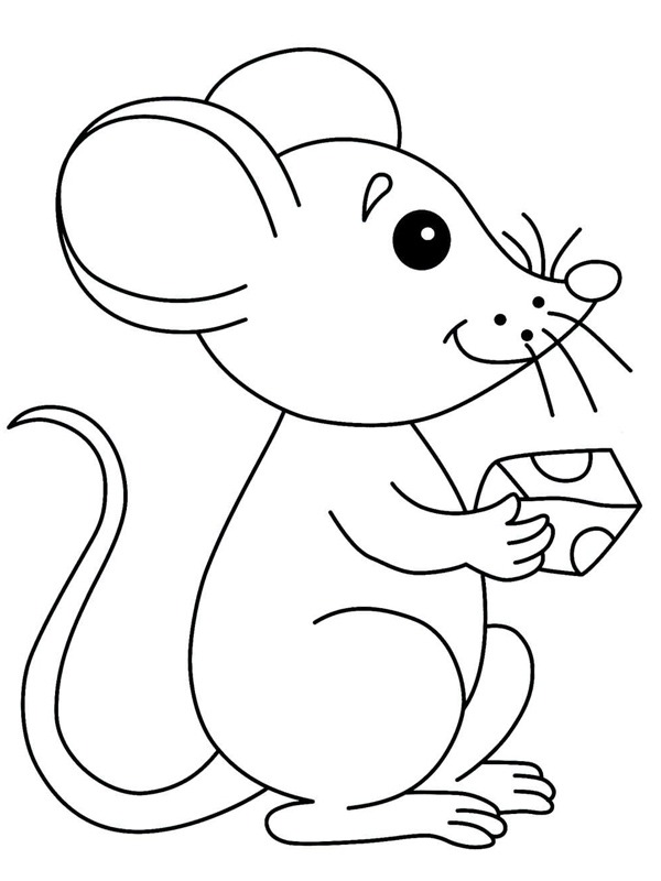 Ausmalbild maus mit kaese