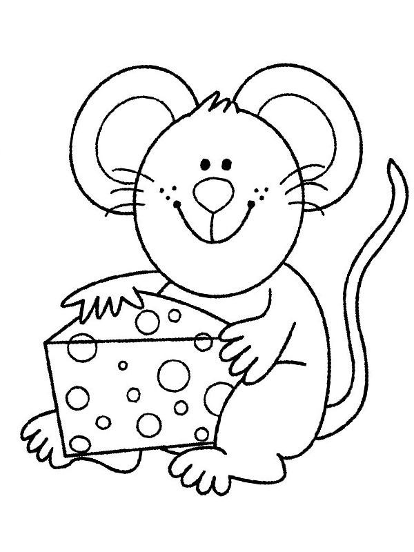 Ausmalbild maus und kaese