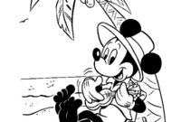 Ausmalbild micky maus am strand