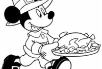 Ausmalbild micky maus mit einem truthahn