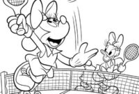 Ausmalbild minnie und daisy spielen tennis