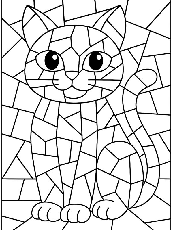 Ausmalbild mosaik einer katze