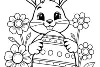 Ausmalbild osterhase mit ostereiern