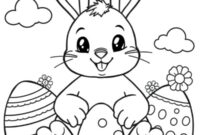 Ausmalbild osterhase zwischen den ostereiern