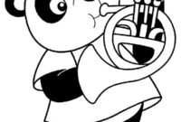 Ausmalbild panda spielt trompete