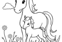 Ausmalbild pferd mit fohlen
