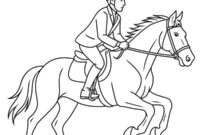 Ausmalbild pferd mit reiter im galopp