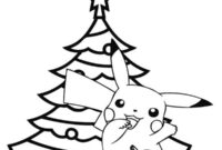 Ausmalbild pikachu am weihnachtsbaum