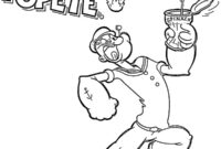 Ausmalbild popeye isst spinat