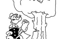 Ausmalbild popeye schlaegt einen baum um