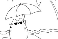 Ausmalbild pusheen am strand
