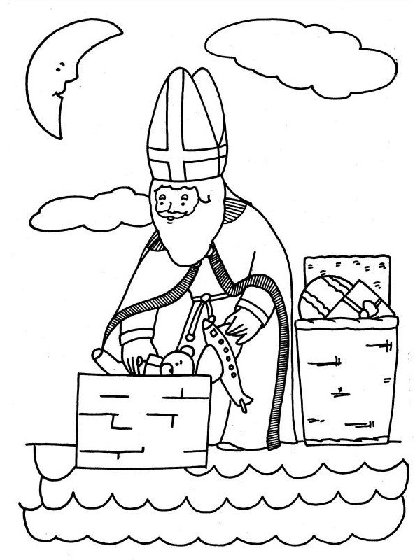 Ausmalbild sankt nikolaus auf dem dach