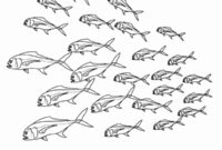 Ausmalbild schule der fische