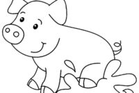 Ausmalbild schwein im matsch