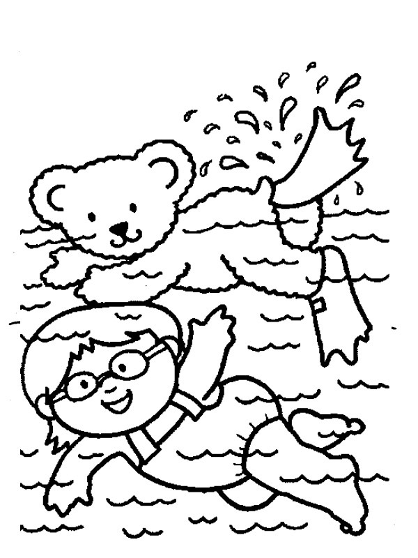 Ausmalbild schwimmen im meer