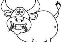 Ausmalbild stier isst gras