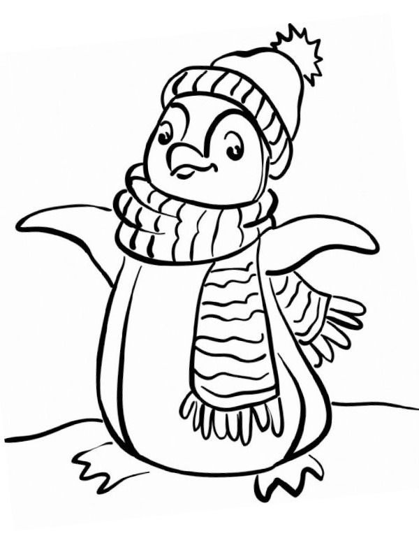 Ausmalbild tanzender pinguin